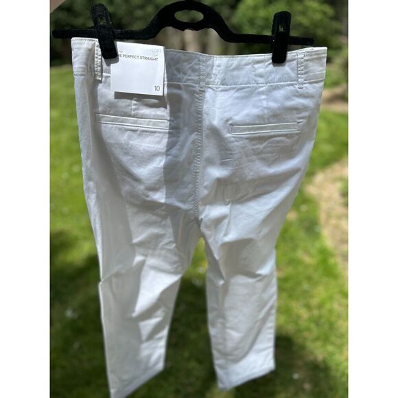 NWT LOFT The Perfect Straight White Pants 10 - Picture 5 of 12